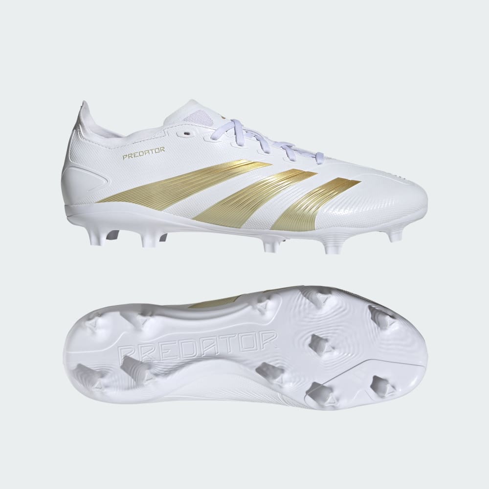 Adidas Predator League Firm Ground Soccer Cleats Cloud White / Gold Metallic / Sandy Beige Met